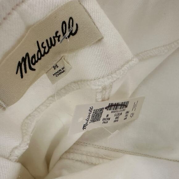 Madewell Denim Scoopneck Midi Dress Pure White Wash A Line Minimalist Medium NWT - Picture 8 of 15